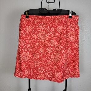 Elegant Floral A-Line Skirt in Red